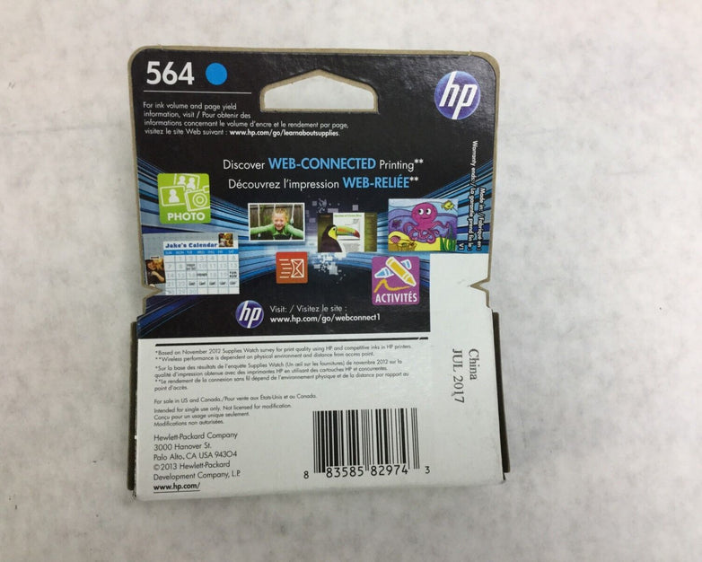 Genuine HP 564 Cyan CB318WN Warranty End Date Jul 2017 Factory Sealed NIB