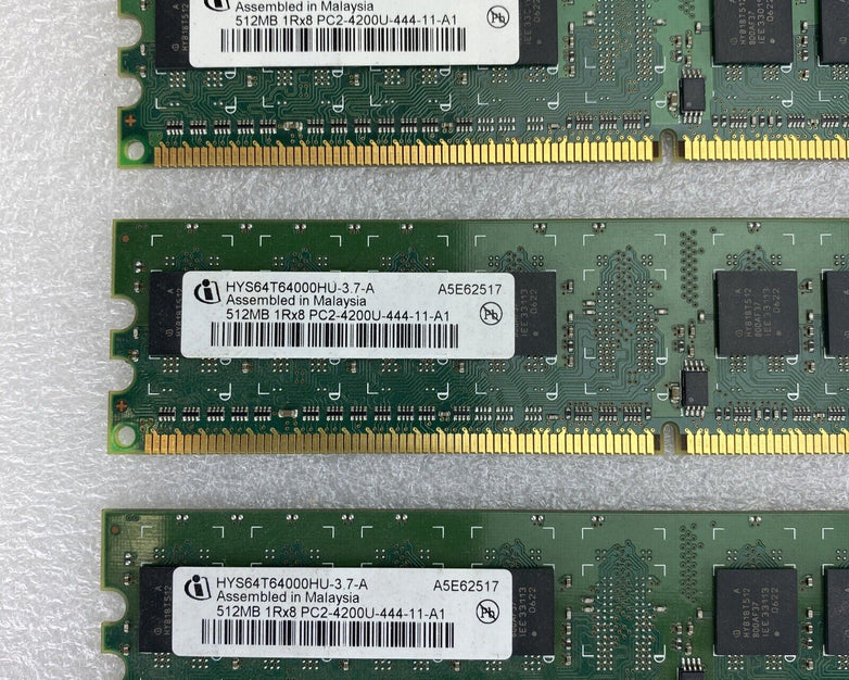 3x 512MB Infineon HYS64T64000HU-3.7-A 1Rx8 PC2-4200U-444-11-A1 desktop RAM
