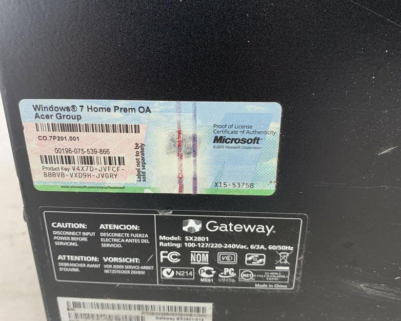 Gateway SX2801 SFF Intel Pentium Dual Core E5500 2.8GHz 6GB RAM No HDD No OS
