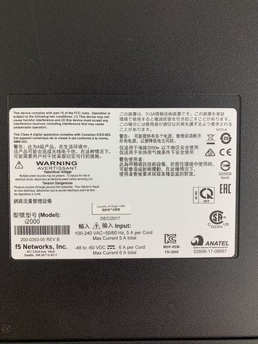 F5 Networks Big-IP i2000 Series i2000 Local Traffic Manager Tested No HDD