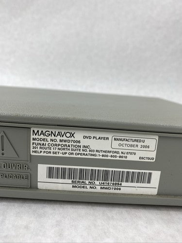 Magnavox MWD7006 Progressive Scan DVD CD Player but NO REMOTE