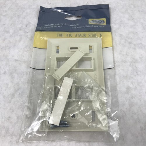 Hubble Premise Wiring FPL14H 4-Port Jack Plate Off White (Lot of 3)