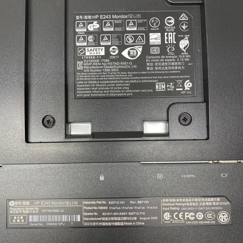 HP EliteDisplay E243 24" Monitor HD IPS Screen Silver