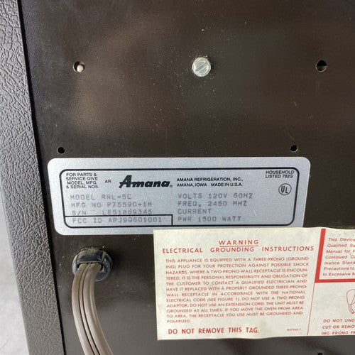 Vintage Amana RadaRange RRL-5C Microwave 1500 Watt