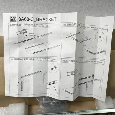 King Slide 3A68-C_Bracket Server Rails R/L Full Kit W/ Screws and Instructions