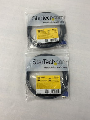 Lot 2 Startech 6ft High Resolution VGA HD15 Video Monitor Cable Male-Male