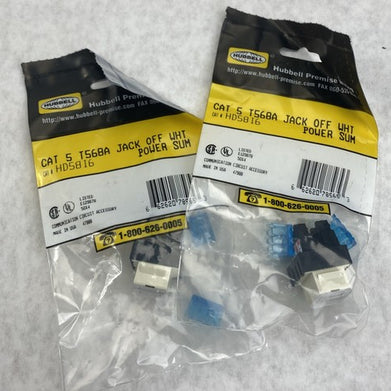Hubbell HD58A6 Cat 5 T568B Jack Off White Power Sum (Lot of 2)