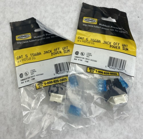 Hubbell HD58A6 Cat 5 T568B Jack Off White Power Sum (Lot of 2)
