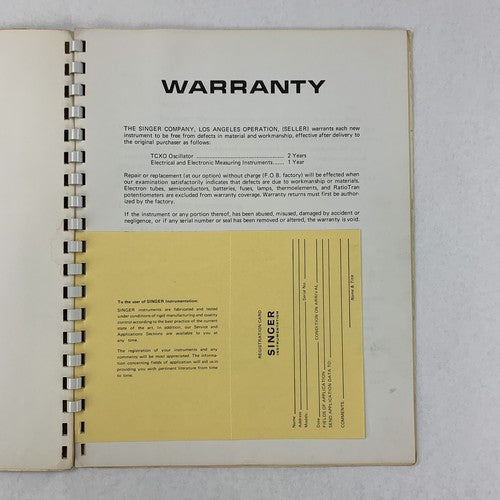 Singer 1-500783-166 Biconical Antenna 94455-1 Instruction Manual