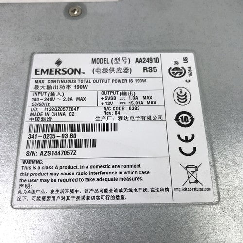 Emerson AA24910 190W 240V 341-0235-03 60Hz (Lot of 2)
