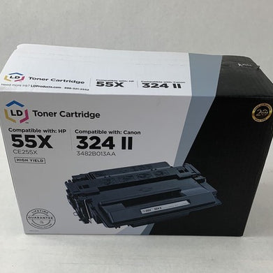 LD Toner Cartridge High Yield Black Compatible with HP 55X and Canon 324 II