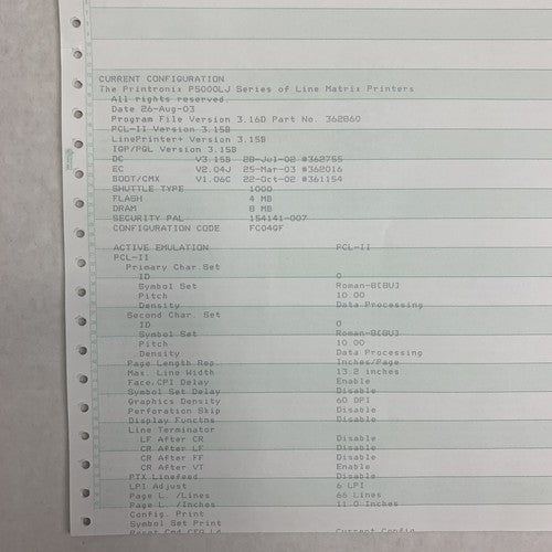 Printronix P5210 Cabinet PSA Line Matrix Printer Tested No Drivers