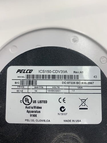 Pelco ICS150-CDV39A Security Camera MFXX-4250-350 For Parts or Repair