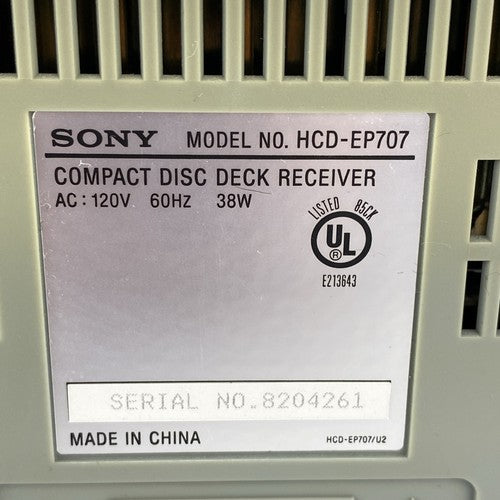 Sony CMT-EP707 Hi-Fi CD Changer And Tape Deck With Speakers - Parts or Repair