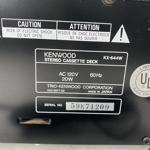 Kenwood KX-644W Dual Tape Recording Playback Stereo Double Cassette Deck PARTS