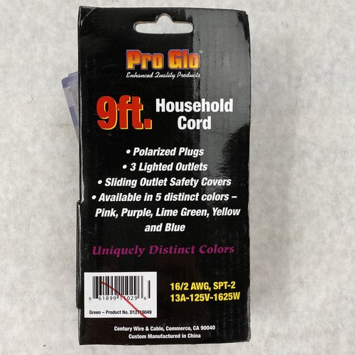 Century Wire Pro Glo 9ft Household Extension Polarized AC Power Cord Blue