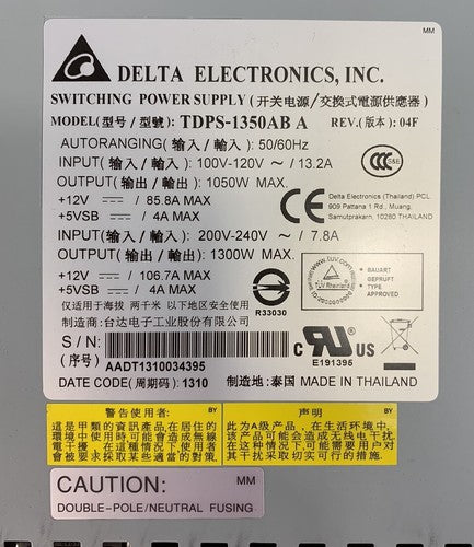 Delta Electronics TDPS-1350AB A 1300W Switching Power Supply