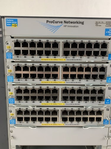 HP ProCurve J8698A 5412zl 8x J8702A 1x J8705A Gig PoE Network Switch Tested