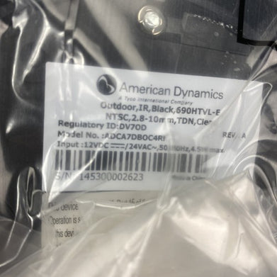 American Dynamics ADCA7DBOC4RN Outdoor IR Black 690HTVL-E 2.8-10mm TDN Clear
