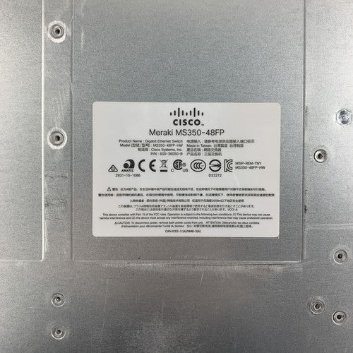 Cisco Meraki MS350-48FP-HW 48-Port PoE Managed Ethernet Switch Tested Reset