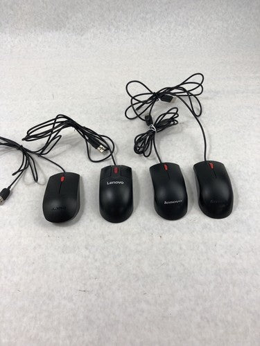 Assorted Lenovo Wired USB Mice - 2 45J4889 - 1 0PH133 - 1 03X6861 (Lot of 4)