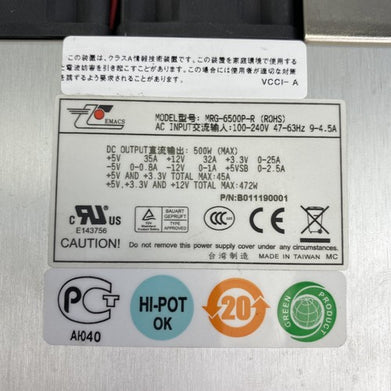 Emacs B011190001 472W MRG-6500P-R Redundant 2 Fan PSU Server Power Supply