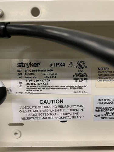 Stryker Epic Bed 2030 Critical Care Hospital Bed Comfort Gel Mattress For Parts