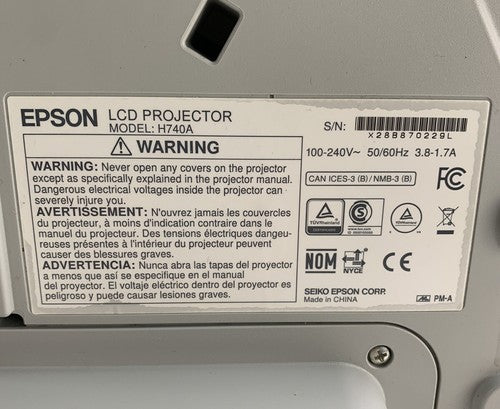 Epson H740A 695W Projector 3578 Lamp Hours