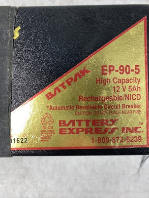 Battery Express Batpak EP-90-5 High Capacity 12V 5Ah Ni-CD Rechargeable Battery