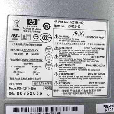 HP 503376-001 60Hz 240V 240W Power Supply (Tested and Working)