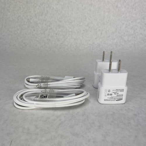 Lot of 2 OEM Samsung ETAOU61JWE 2.0 Amp Wall Charger and 5ft ECB-DU4EWE Cable