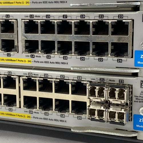 HP ProCurve J8698A 5412zl 10x J8702A 2x J8705A Gig PoE Switch 2x PSU - Tested