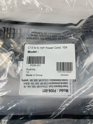 OEM LOT OF 10 NEW Tripp Lite P006-001 1' Power Extension Cord Cable