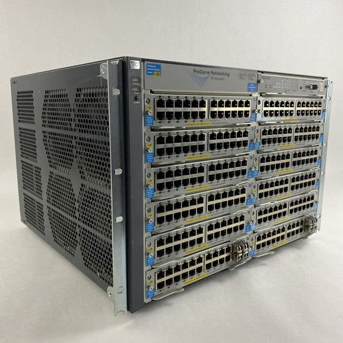 HP ProCurve J8698A 5412zl 10x J8702A 2x J8705A Gig PoE Switch 2x PSU - Tested