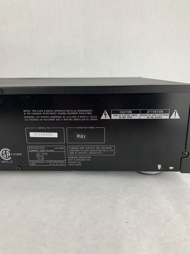 Kenwood CD-204 5-Disc CD Changer Missing Remote Broken Stop/Pause Buttons Tested