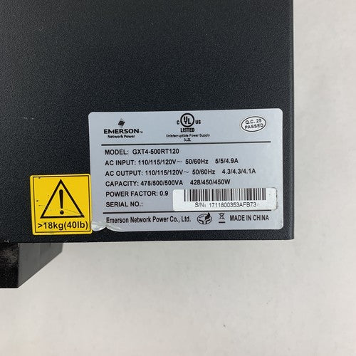 Emerson Liebert GXT4-500RT120 GXT4 AC Battery Backup System Tested No Batteries