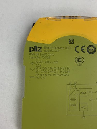 Pilz 750108 PNOZ s8 24VDC Contact Expansion Module Missing Terminal Untested