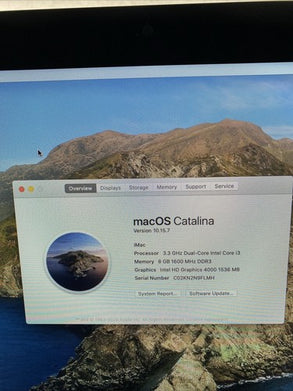 Apple A1418 iMac 21.5" 2012 3.3GHz i3 8GB RAM 500GB HDD macOS 10.15