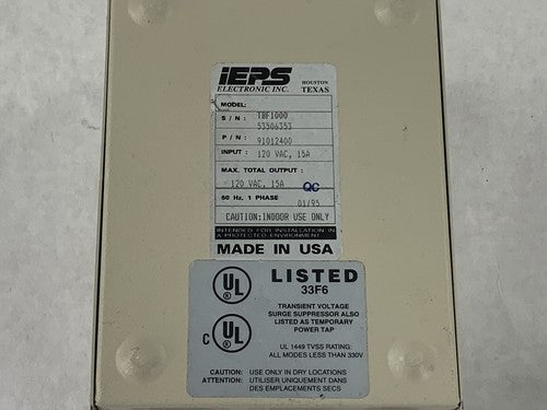 IEPS Electronic Surge Protector TBF1000 91012400 120V 15A 4 Outlets