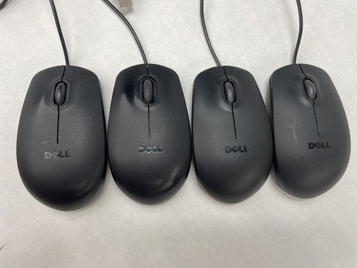 Dell MS111-L/MS111-L(B) USB Wired Optical Mouse Black with Scroll Wheel Lot of 4
