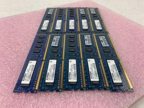 Lot( 10 ) 1GB Elpida EBJ10UE8BDF0-DJ-F 1Rx8 PC3-10600U-9-10-A0 RAM 497156-B88
