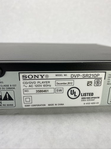 Sony DVP-SR210P Progressive Scan CD DVD Player Black NO REMOTE
