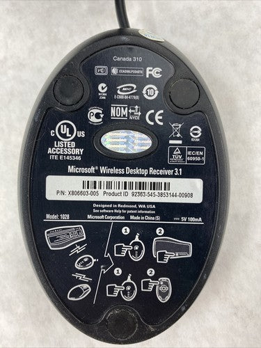 Microsoft 1028 X806603-005 USB Wireless Optical Mouse Receiver 3.1 ONLY