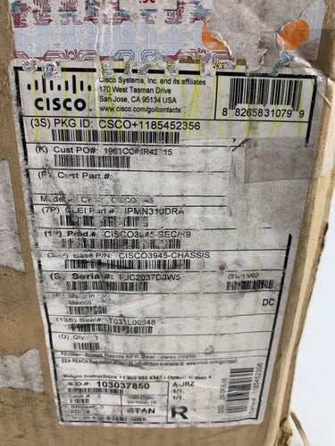 Cisco CISCO3945-SEC/K9 Security Router Bundle Box Opened