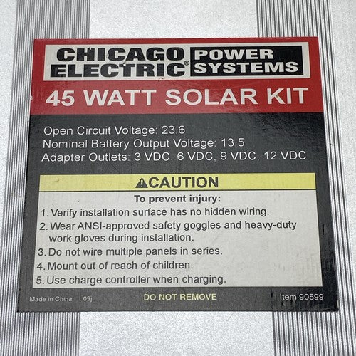 Chicago Electric Power Systems 45W Solar Kit 90599