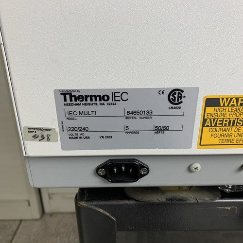 Thermo IEC Multi 220/240V 5A RF Refrigerated Centrifuge Bad Lid