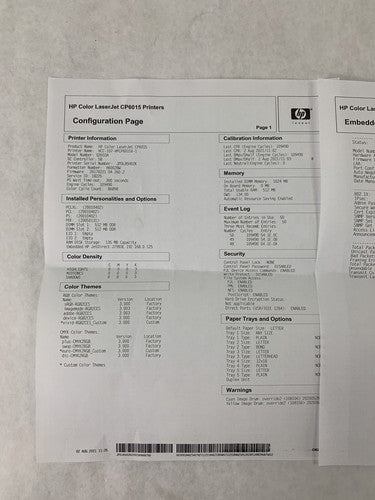 HP CP6015x Color LaserJet Printer Q3933A Tested
