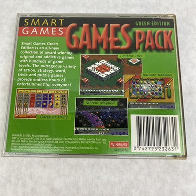 Smart Games Green Edition 300 Brain Games Pack Win 95 98 CD-ROM Vintage