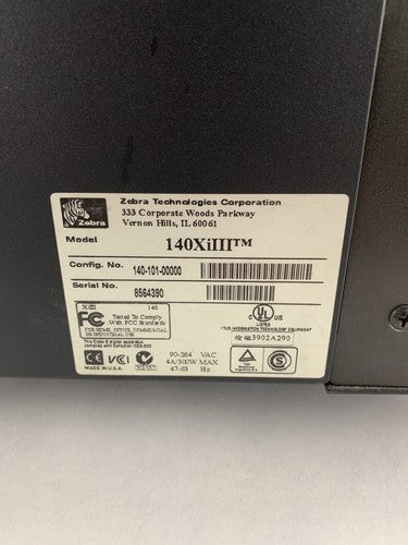 Zebra 140Xi3 III Label Thermal Printer 200 DPi Serial and Network Cracked Side