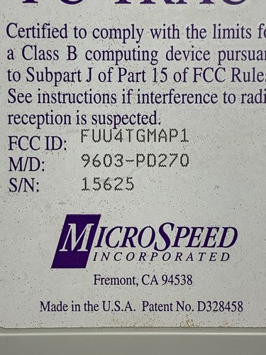 Microspeed PD-270 PC-Trac Deluxe The Superior Mouse Vintage  Untested